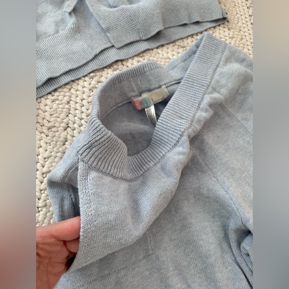 Free People Beach Light Blue Knit Cardigan and Pants Set Large - Picture 8 of 9